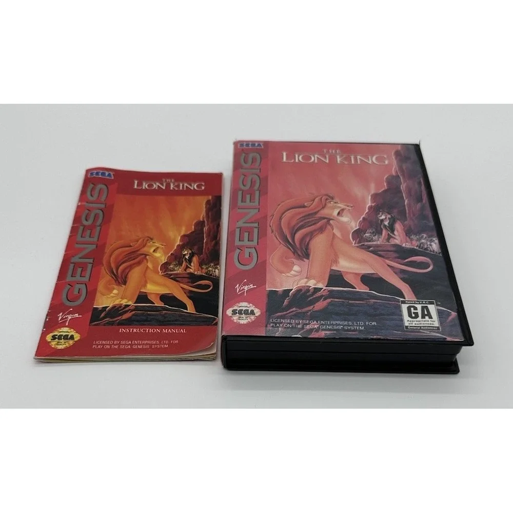 LION KING (SEGA GENESIS, 1994) COMPLETE CIB - HANG TAB GAME CASE MANUAL DISNEY